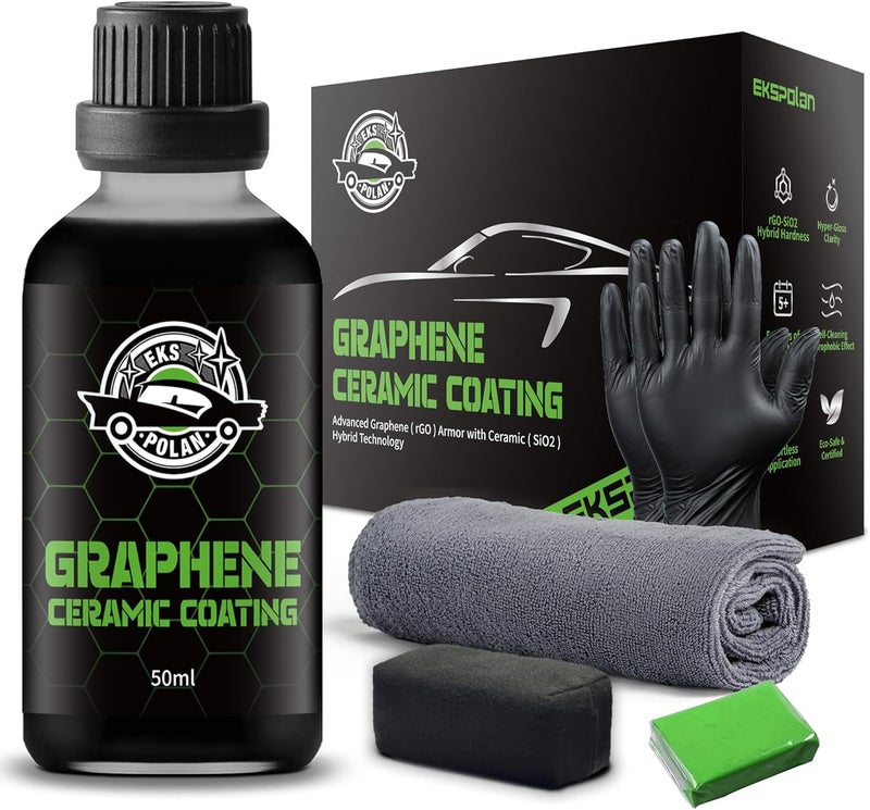 EKSPOLAN Graphene Ceramic Coating for Cars (50ml) - 10H Graphene Coating for Car Detailing-5+ Years Protection, Hydrophobic, Scratch & UV Resistant, High GlossFinish - Professional-Grade Car Detailing Kit - Image 1